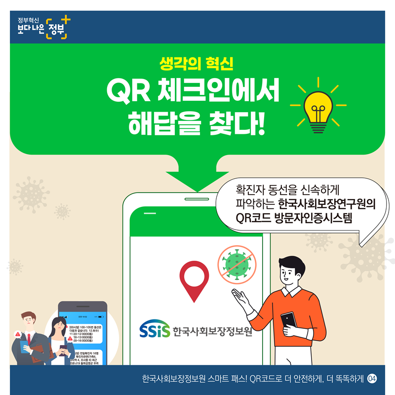 한국사회보장원의  국민안전을 위한 혁신 1.  QR코드 + "백신예방접종정보"