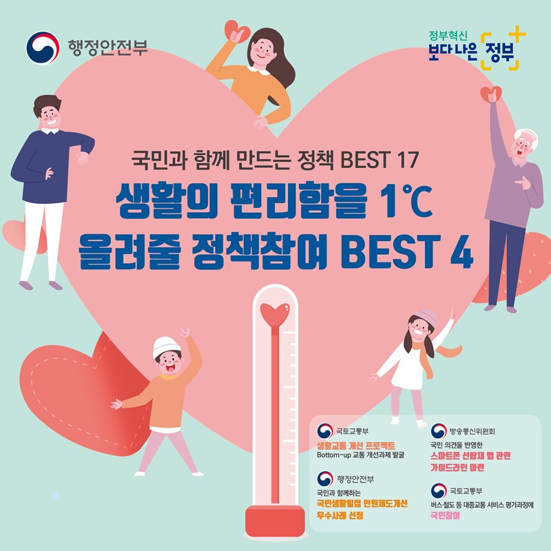 1. 국민과 함께 만드는 정책 BEST 17  - 생활의 편리함을 1˚C 올려줄 정책참여 BEST 4